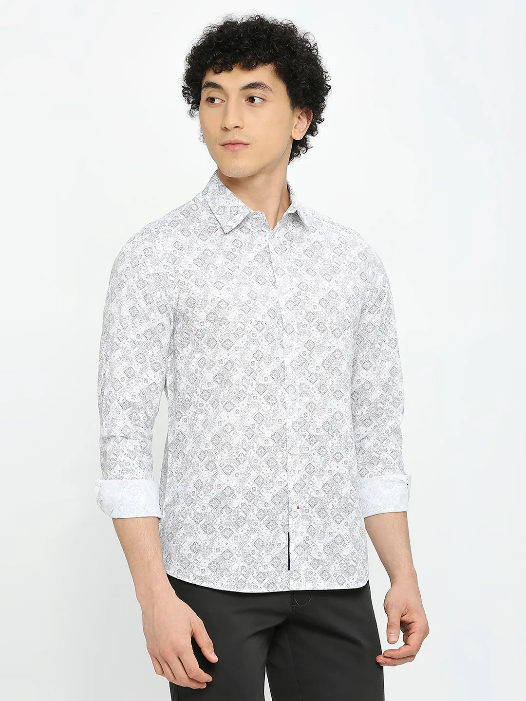 White Slim Straight Fit Regular Collar Long Sleeves Men's Shirt by Being Human Clothing - Image 3
