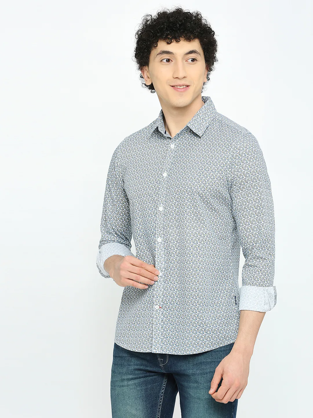 White Slim Straight Fit Regular Collar Long Sleeves Men's Shirt by Being Human Clothing - Image 2
