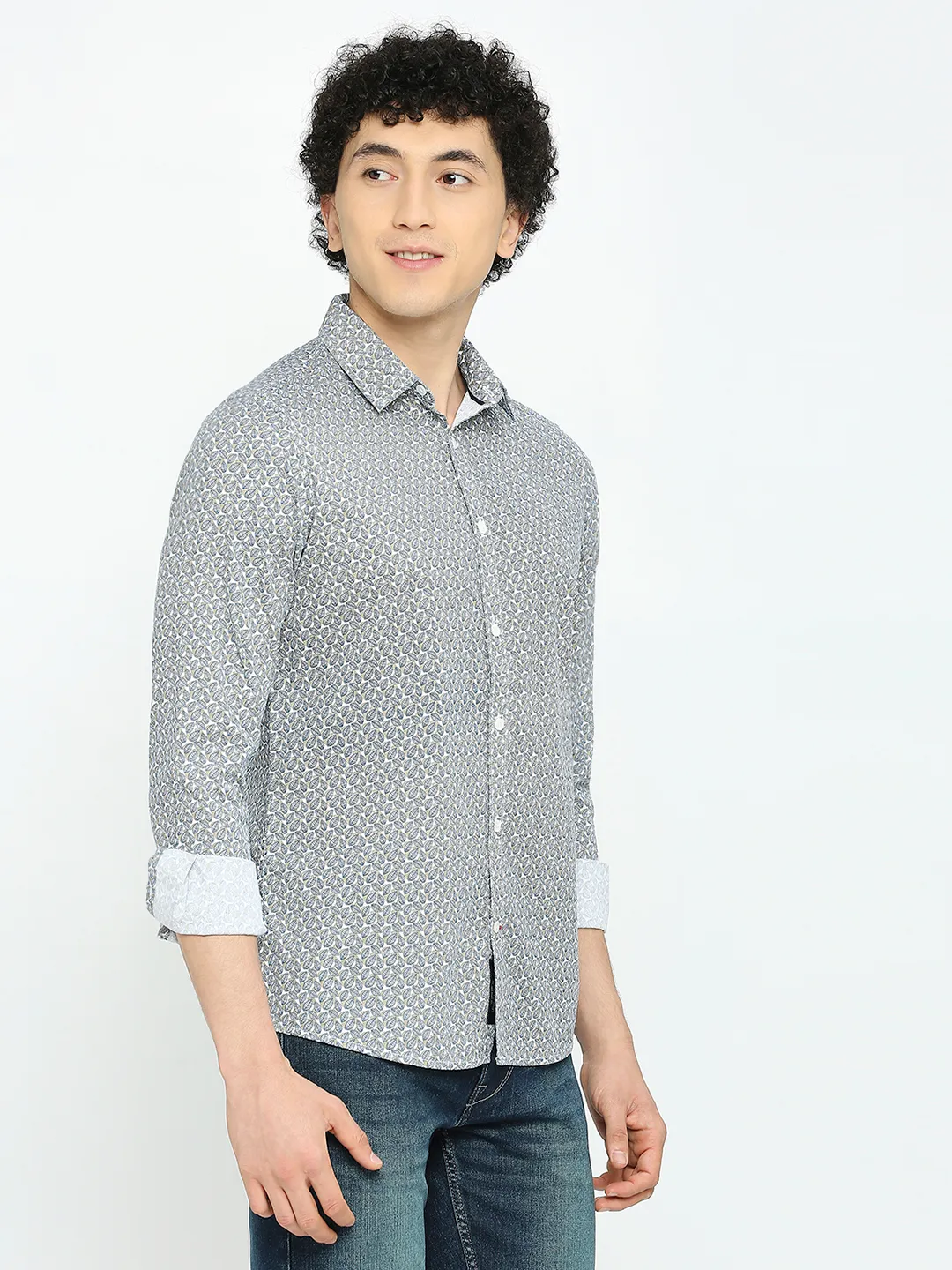 White Slim Straight Fit Regular Collar Long Sleeves Men's Shirt by Being Human Clothing - Image 3
