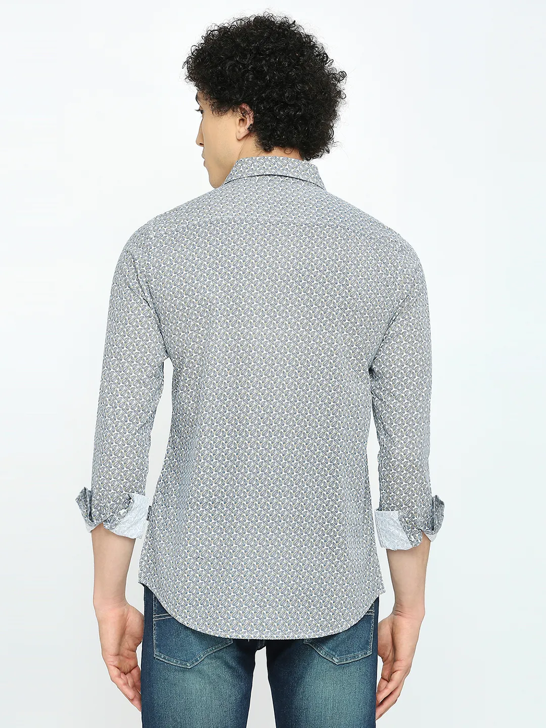White Slim Straight Fit Regular Collar Long Sleeves Men's Shirt by Being Human Clothing - Image 4
