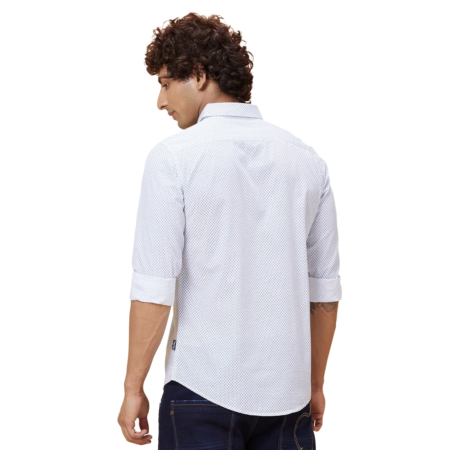White Slim Straight Fit Regular Collar Long Sleeves Men's Shirt by Being Human Clothing - Image 3