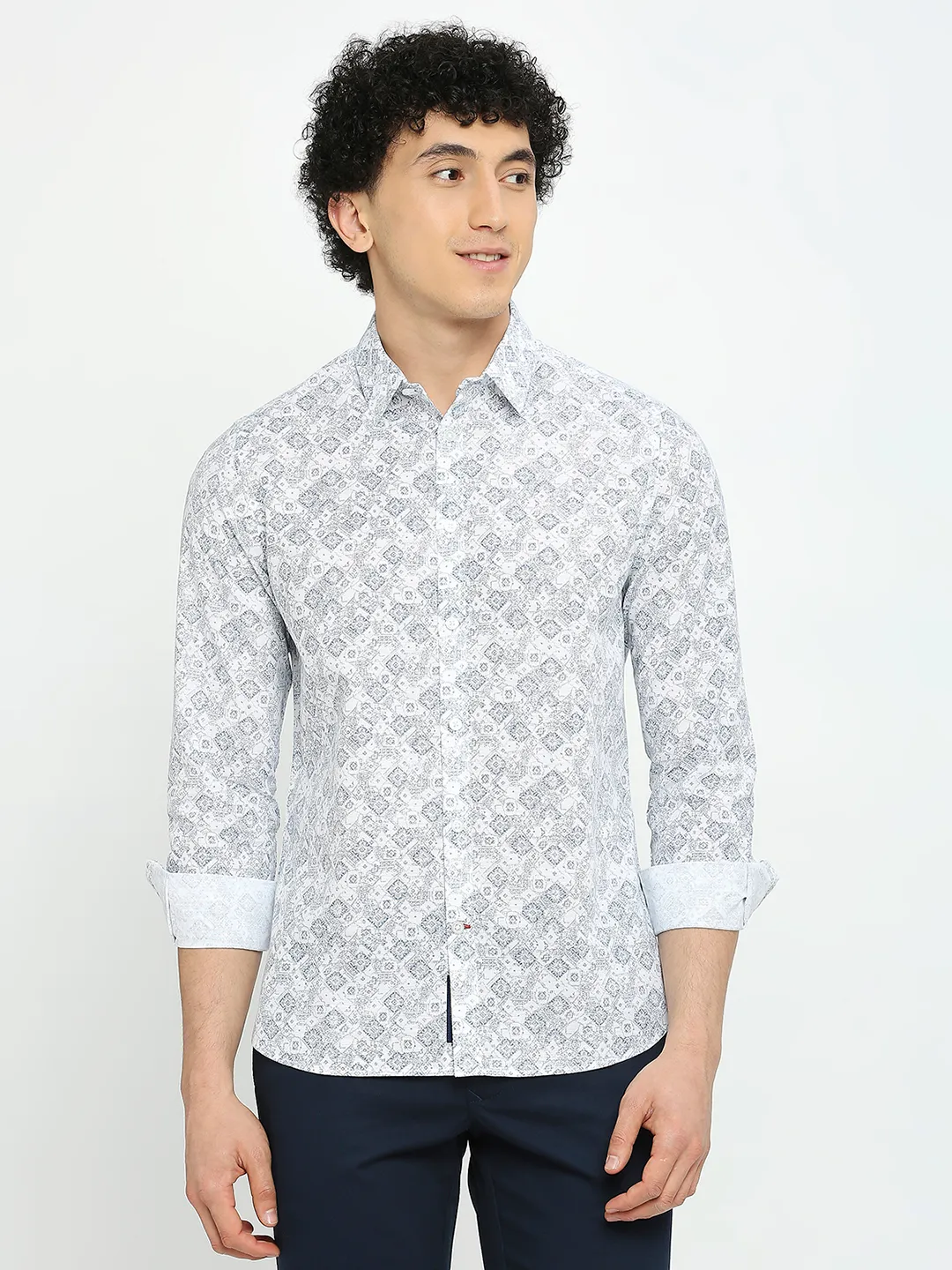 White Slim Fit Regular Collar Men's Shirt by Being Human Clothing