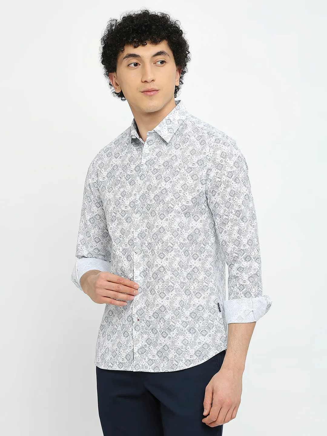 White Slim Fit Regular Collar Men's Shirt by Being Human Clothing - Image 2