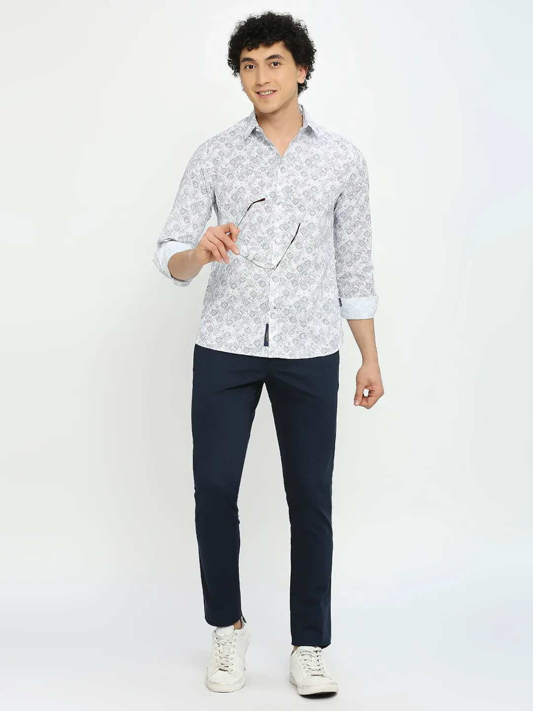 White Slim Fit Regular Collar Men's Shirt by Being Human Clothing - Image 6