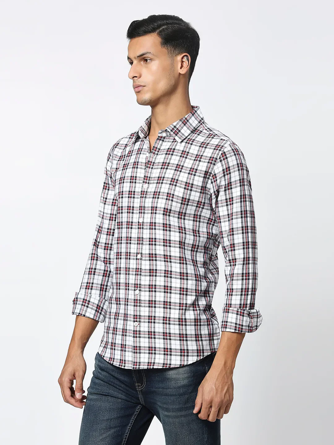 White Slim Fit Regular Collar Men's Shirt by Being Human Clothing - Image 2