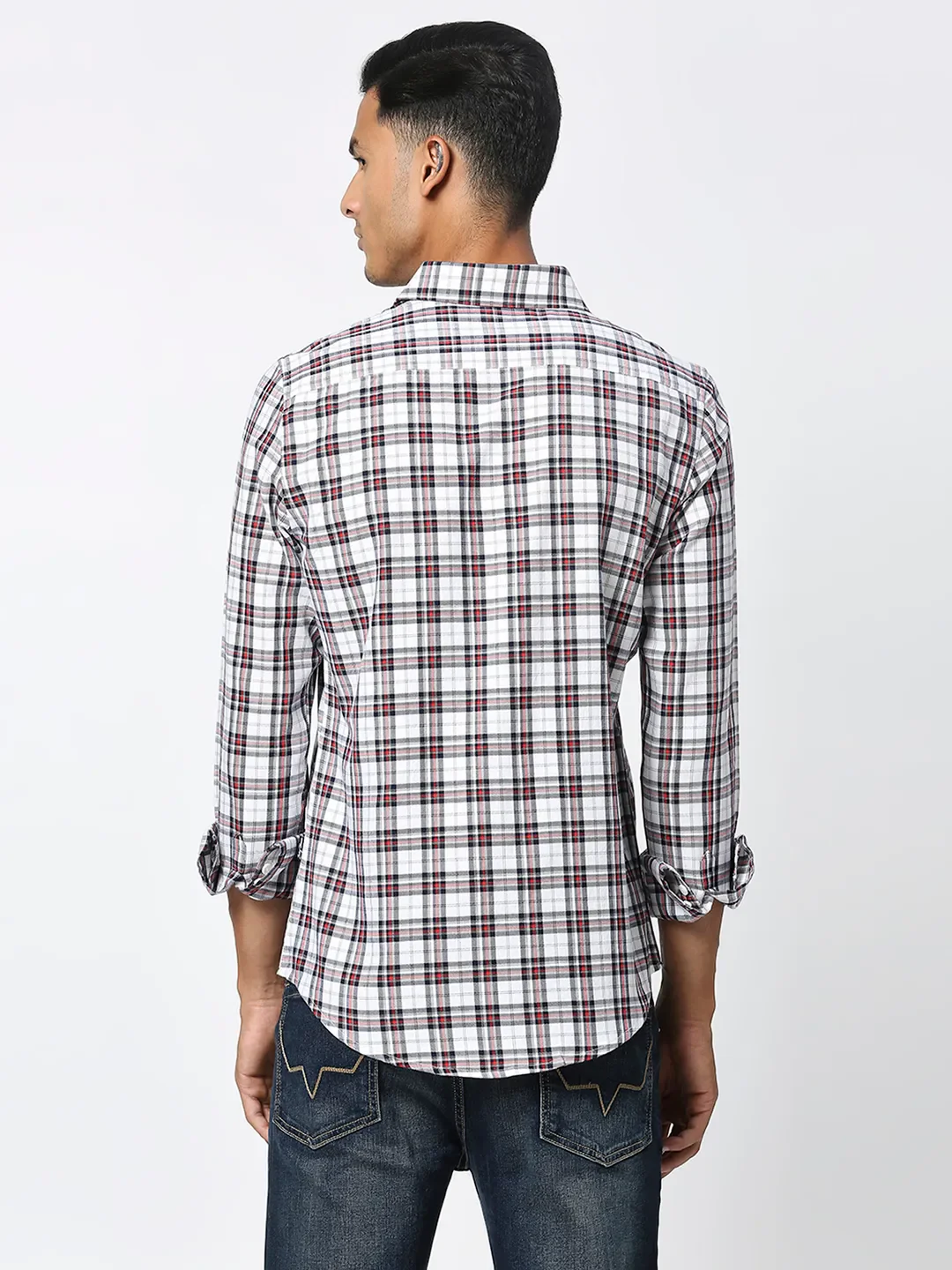 White Slim Fit Regular Collar Men's Shirt by Being Human Clothing - Image 4