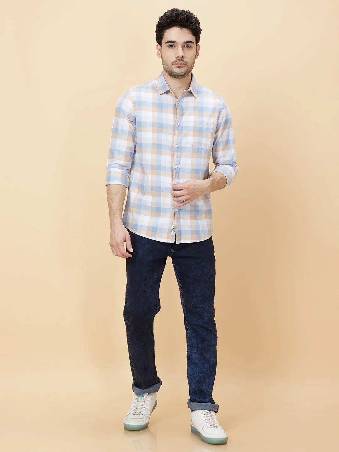White Slim Fit Regular Collar Men's Shirt by Being Human Clothing - Image 2