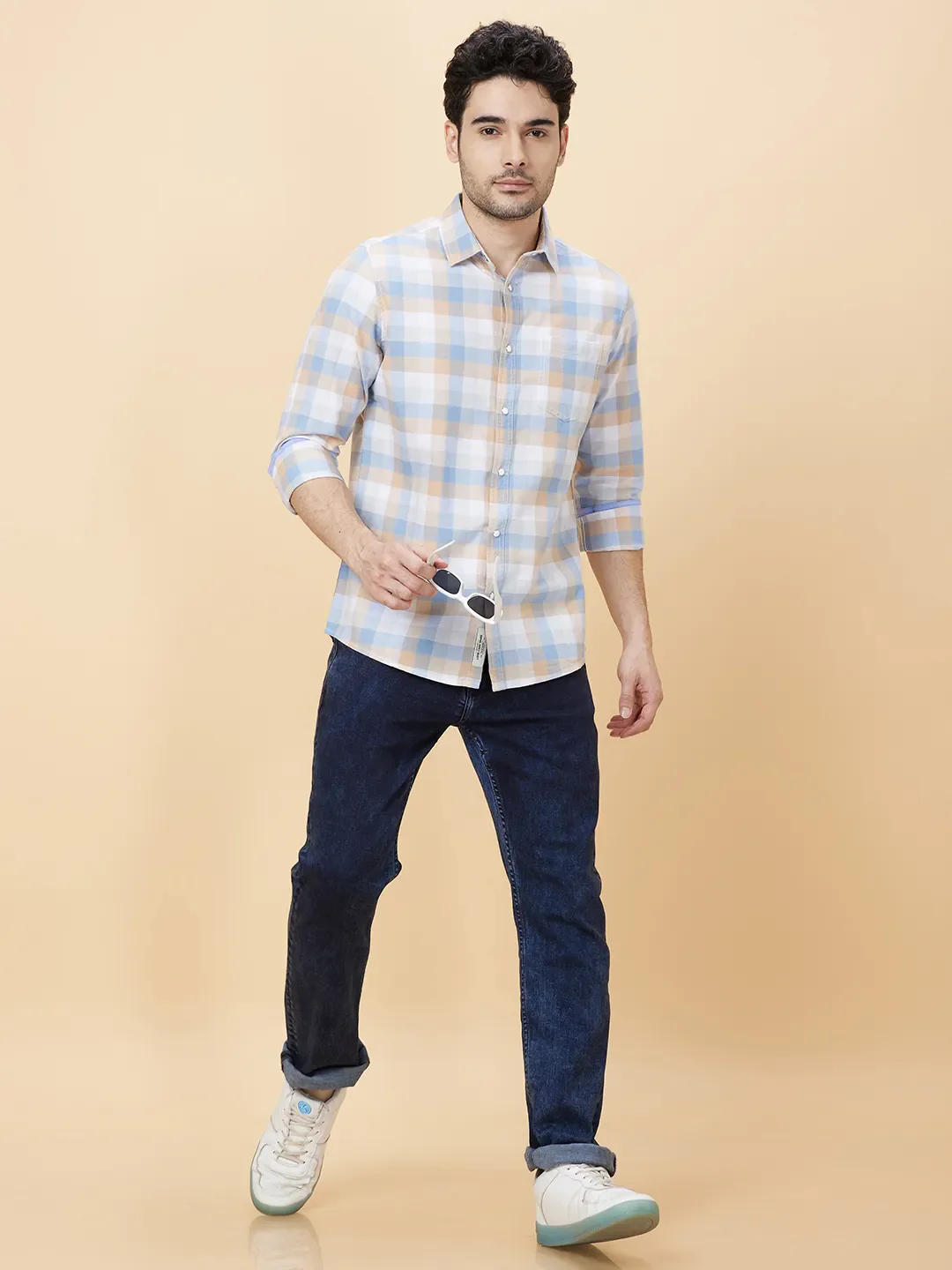 White Slim Fit Regular Collar Men's Shirt by Being Human Clothing - Image 6