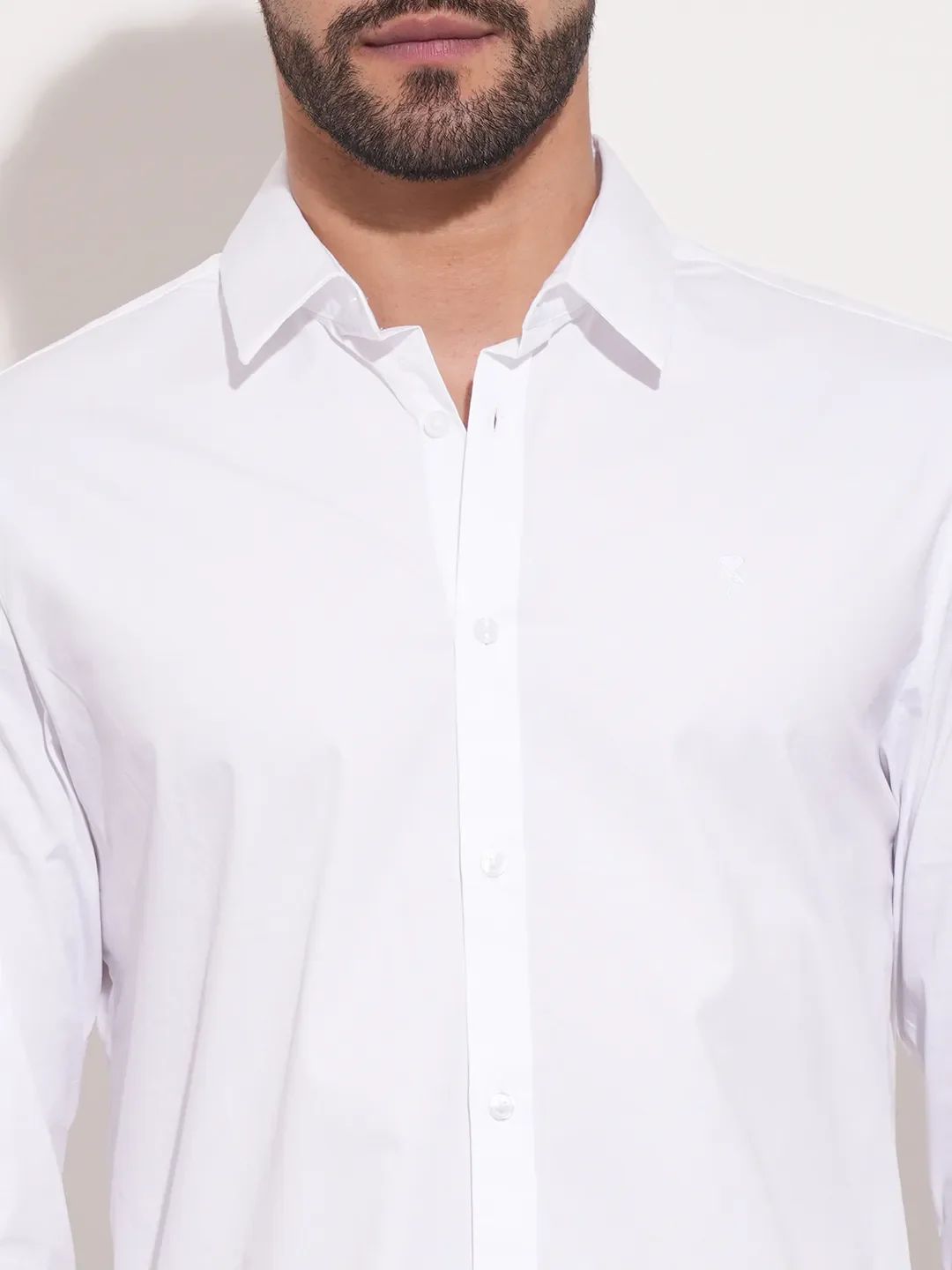 White Slim Fit Regular Collar Men's Shirt by Being Human Clothing - Image 5