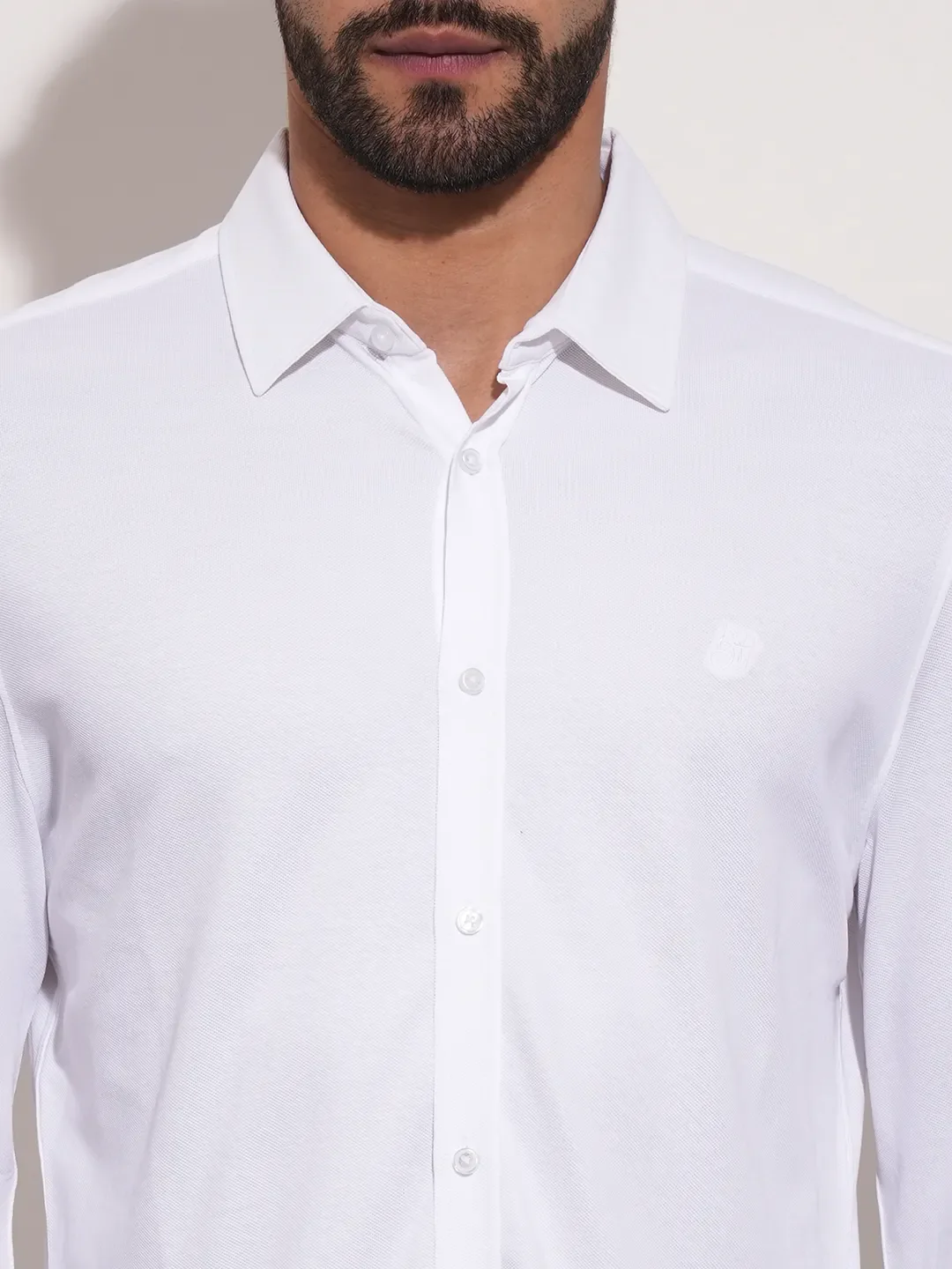 White Slim Fit Regular Collar Men's Shirt by Being Human Clothing - Image 5