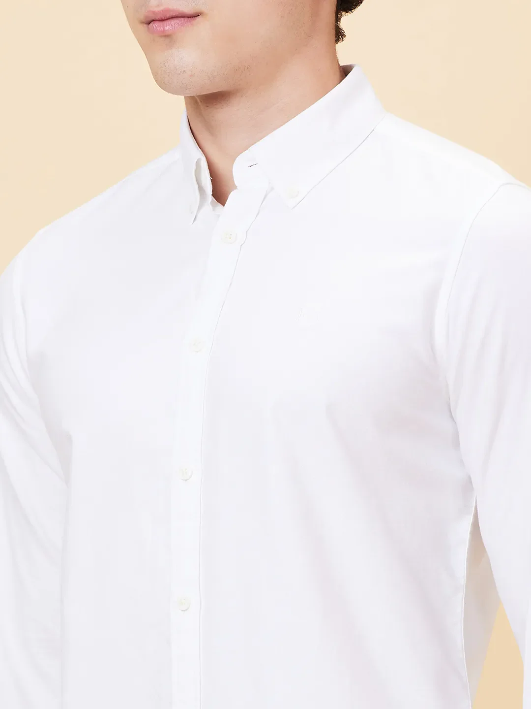 White Slim Fit Regular Collar Men's Shirt by Being Human Clothing - Image 4