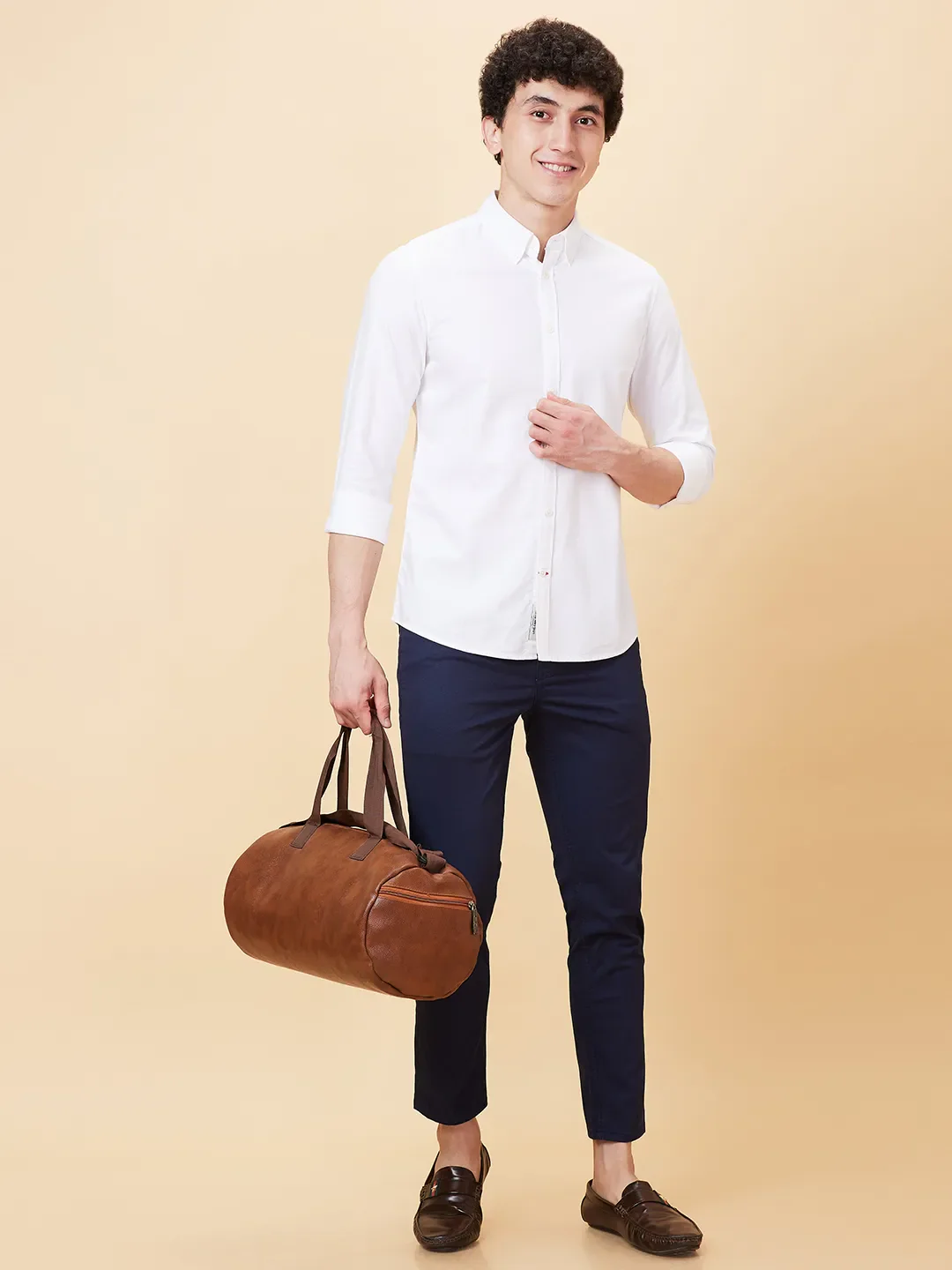 White Slim Fit Regular Collar Men's Shirt by Being Human Clothing - Image 5