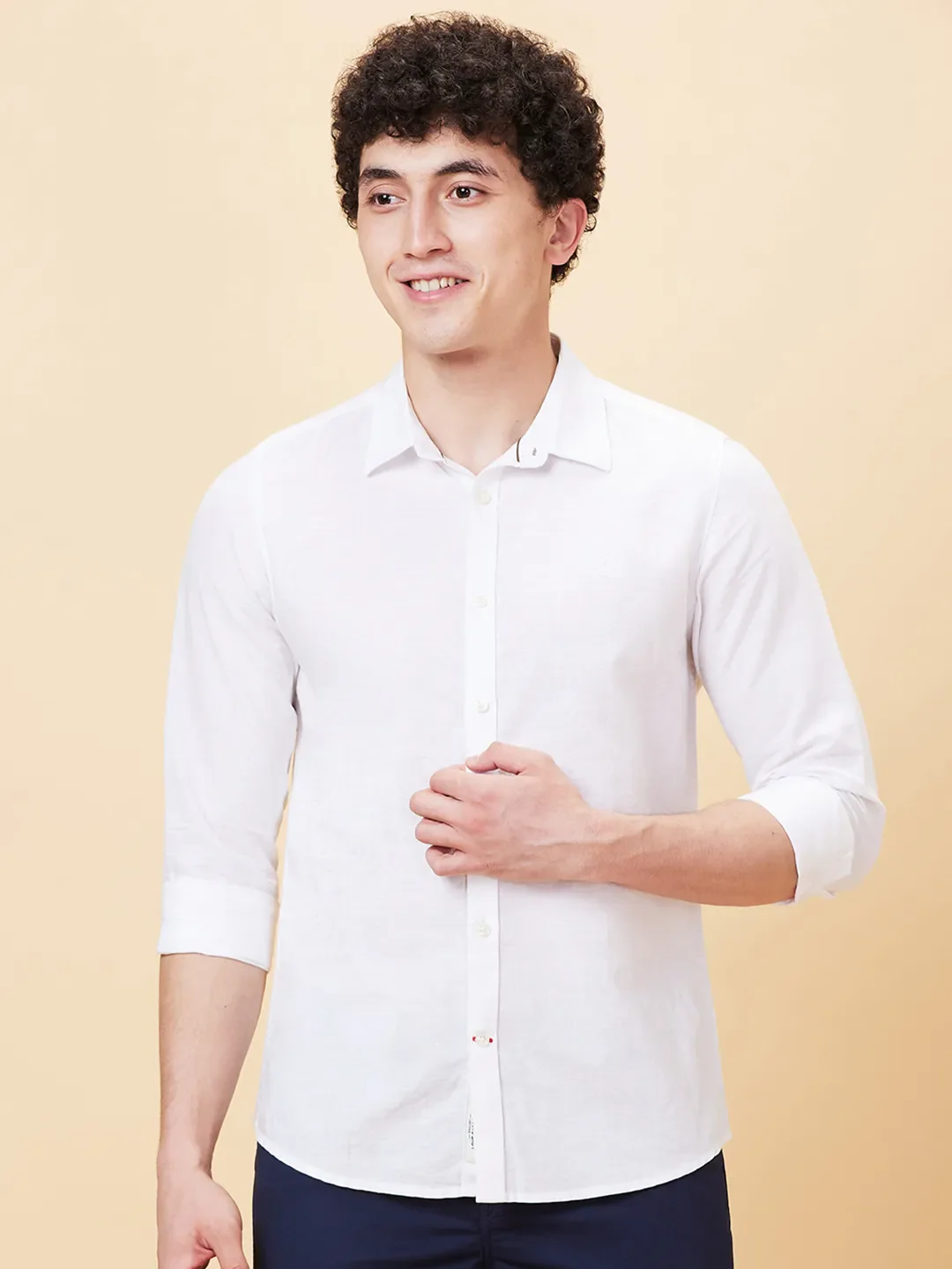 White Slim Fit Regular Collar Men's Shirt by Being Human Clothing - Image 6