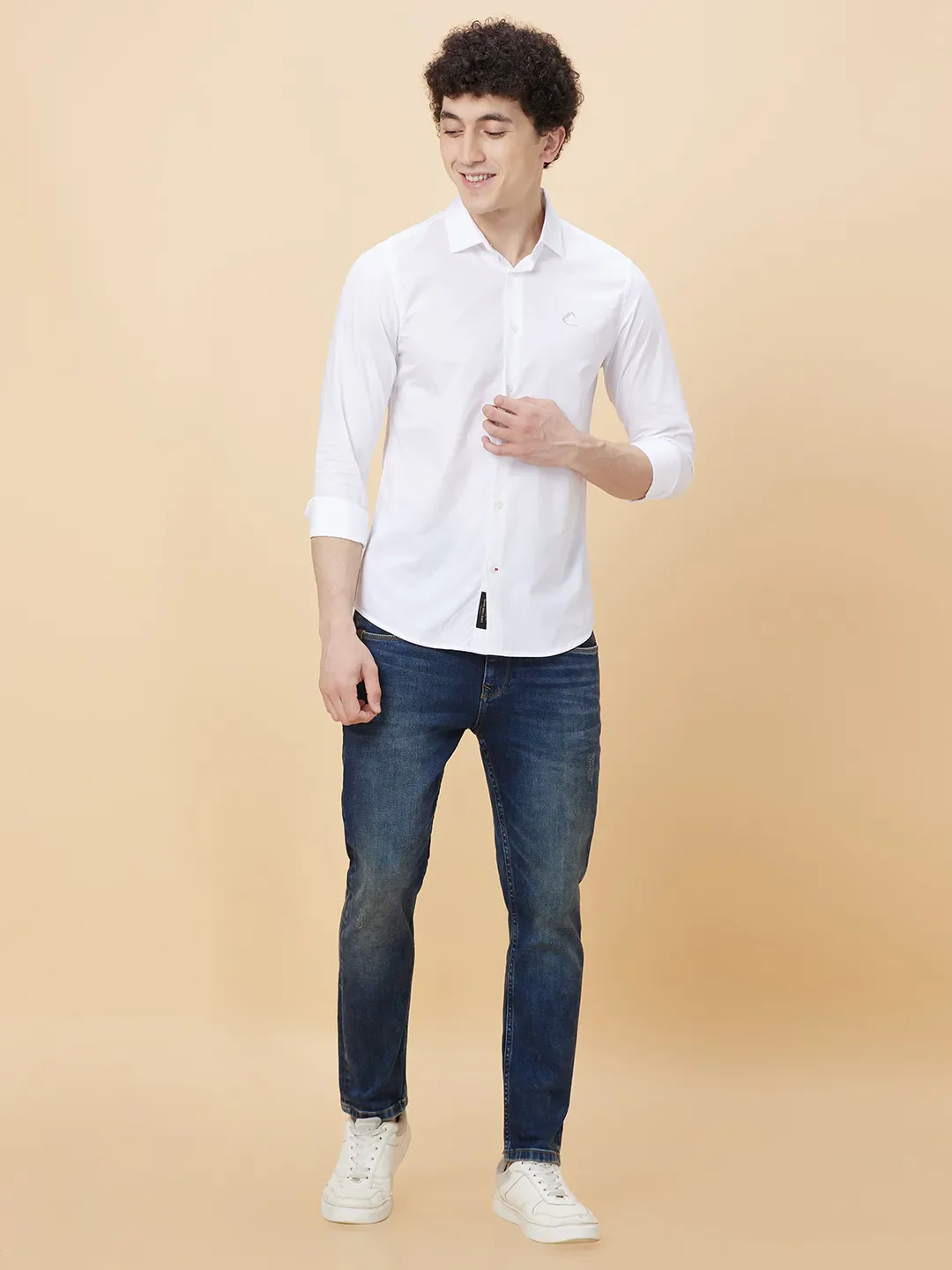 White Slim Fit Regular Collar Men's Shirt by Being Human Clothing - Image 2