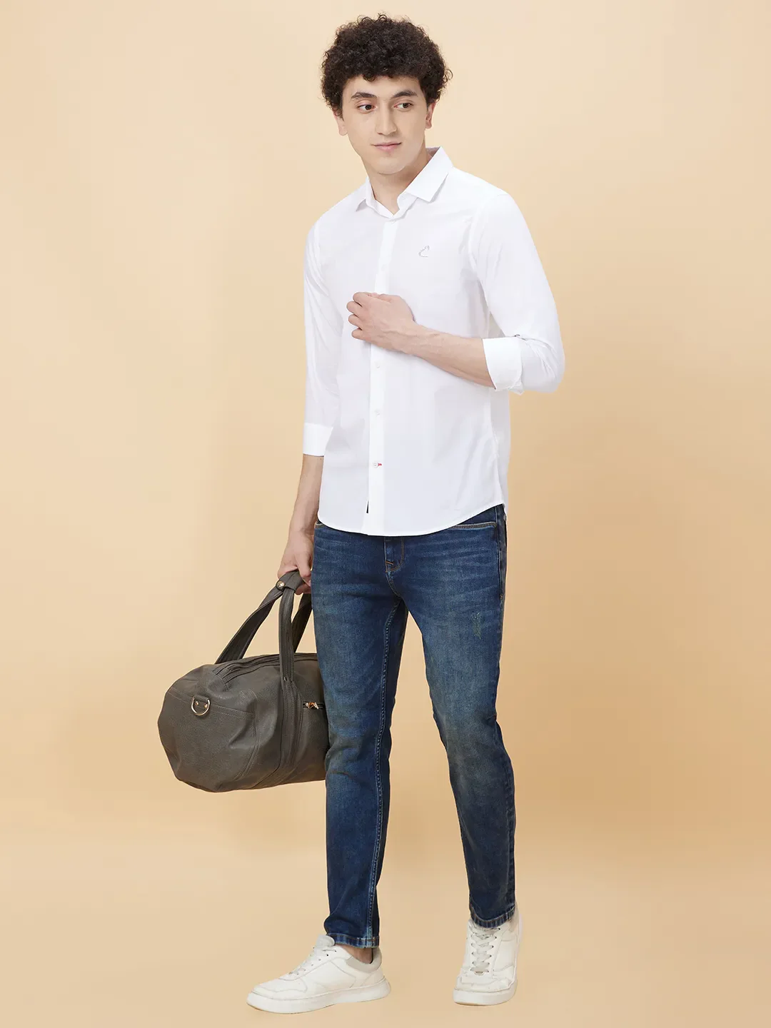 White Slim Fit Regular Collar Men's Shirt by Being Human Clothing - Image 6