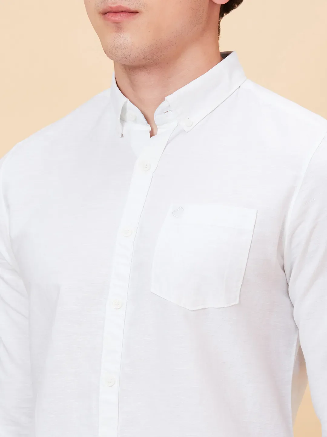 White Slim Fit Regular Collar Men's Shirt by Being Human Clothing - Image 4