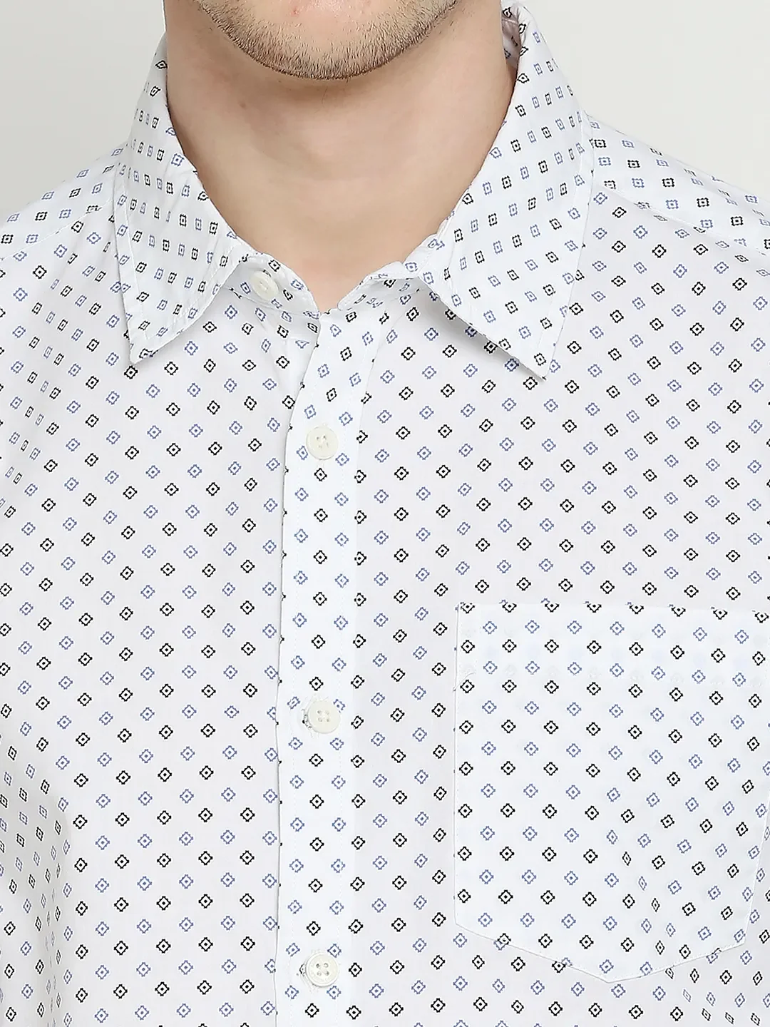 White Slim Straight Fit Regular Collar Long Sleeves Men's Shirt by Being Human Clothing - Image 5