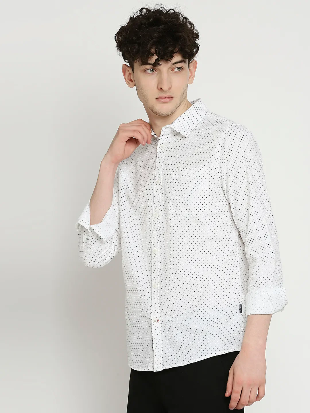 White Slim Straight Fit Regular Collar Long Sleeves Men's Shirt by Being Human Clothing - Image 2