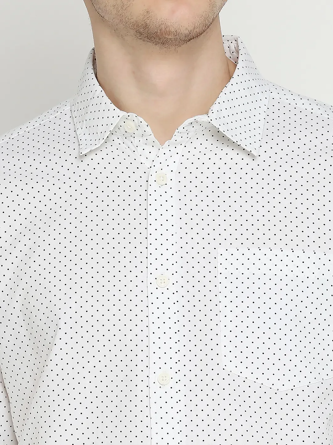 White Slim Straight Fit Regular Collar Long Sleeves Men's Shirt by Being Human Clothing - Image 5