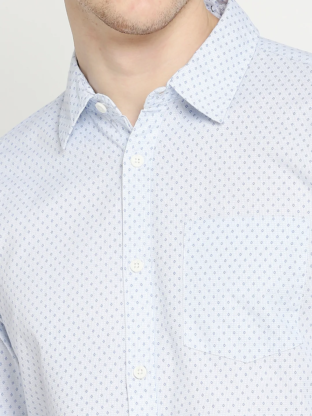 White Slim Straight Fit Regular Collar Long Sleeves Men's Shirt by Being Human Clothing - Image 5