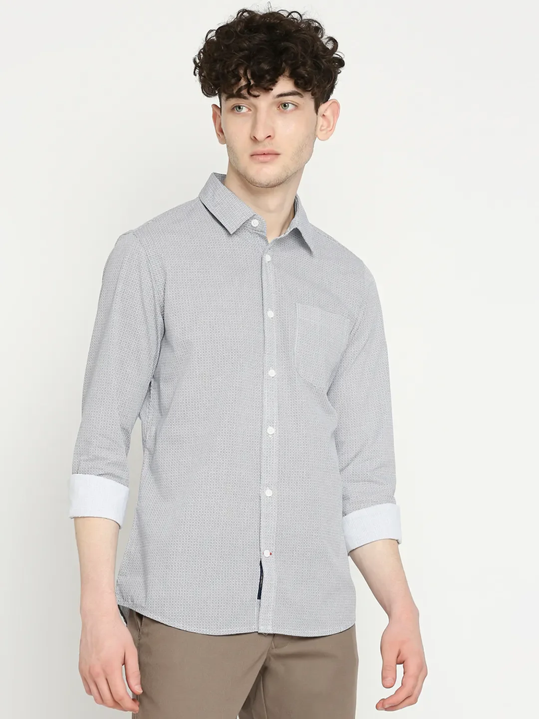 White Slim Straight Fit Regular Collar Long Sleeves Men's Shirt by Being Human Clothing - Image 3