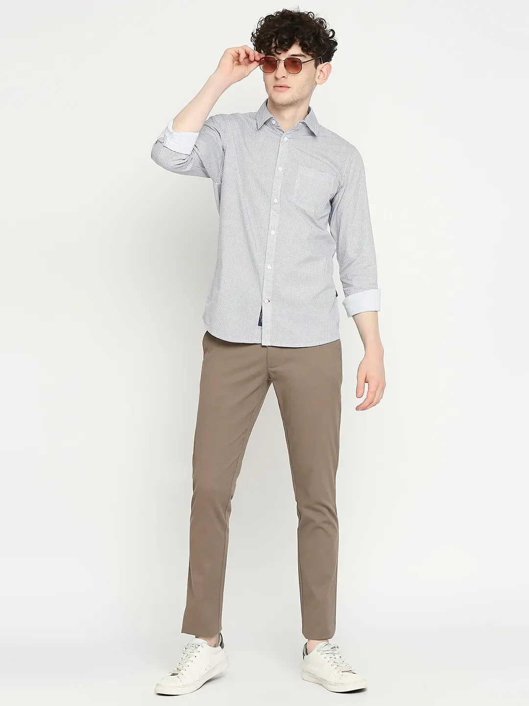 White Slim Straight Fit Regular Collar Long Sleeves Men's Shirt by Being Human Clothing - Image 6