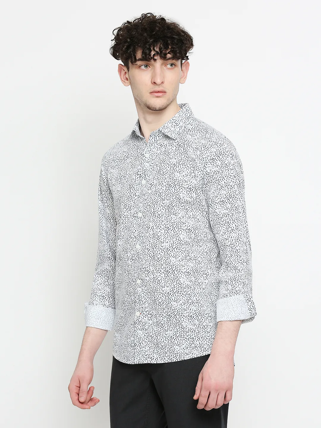 White Slim Straight Fit Regular Collar Long Sleeves Men's Shirt by Being Human Clothing - Image 2