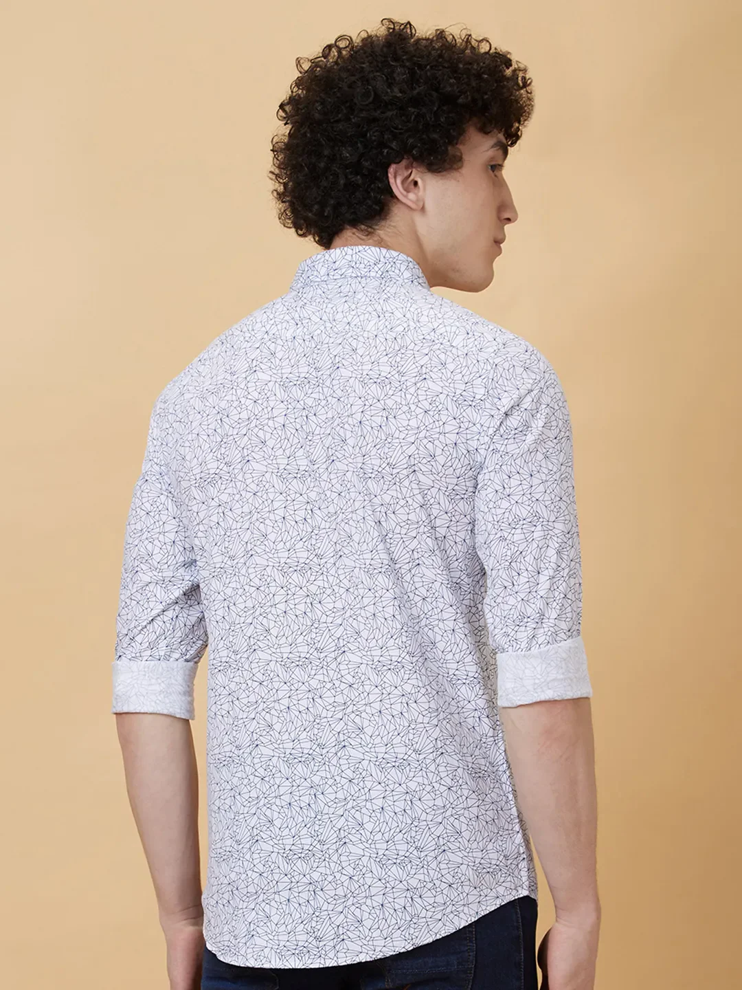 White Slim Straight Fit Regular Collar Long Sleeves Men's Shirt by Being Human Clothing - Image 2