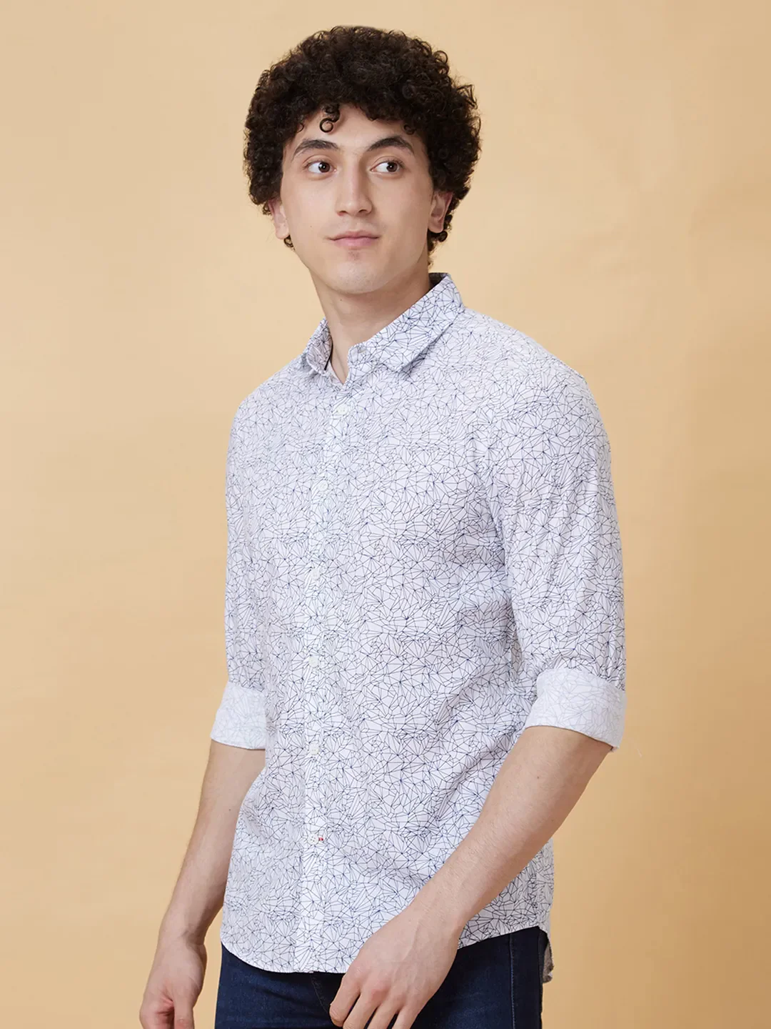 White Slim Straight Fit Regular Collar Long Sleeves Men's Shirt by Being Human Clothing - Image 3