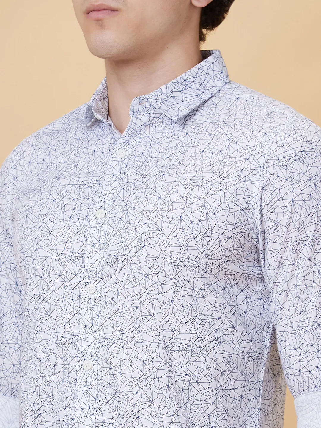 White Slim Straight Fit Regular Collar Long Sleeves Men's Shirt by Being Human Clothing - Image 4