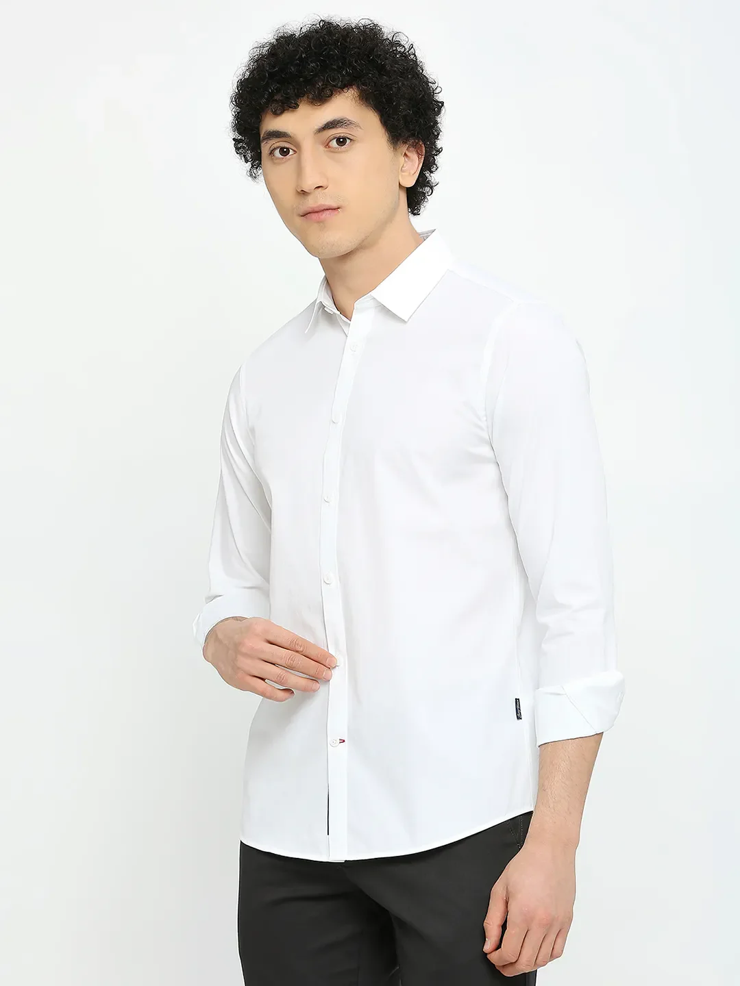 White Slim Fit Regular Collar Men's Shirt by Being Human Clothing - Image 2