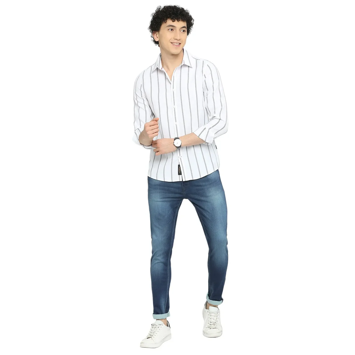 White Slim Straight Fit Regular Collar Long Sleeves Men's Shirt by Being Human Clothing - Image 6