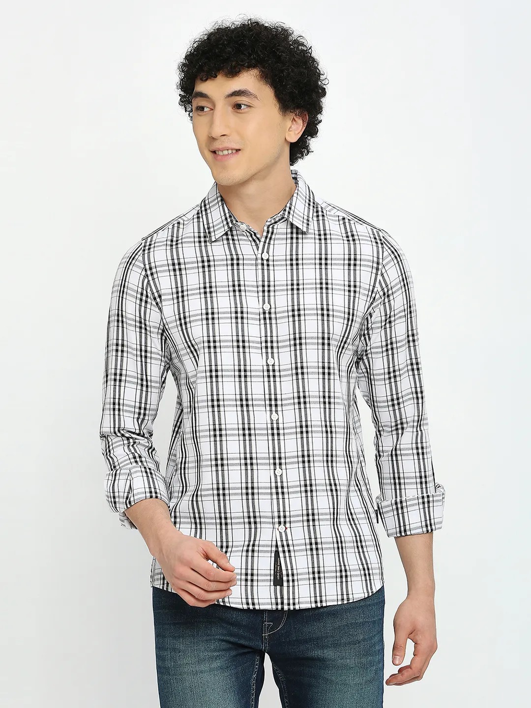 White Slim Fit Regular Collar Men's Shirt by Being Human Clothing