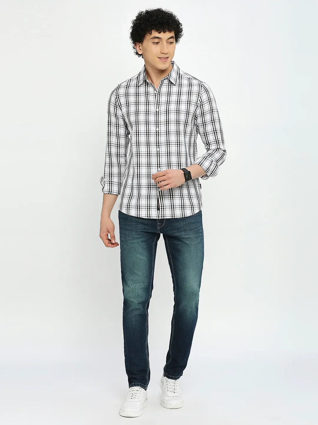 White Slim Fit Regular Collar Men's Shirt by Being Human Clothing - Image 6