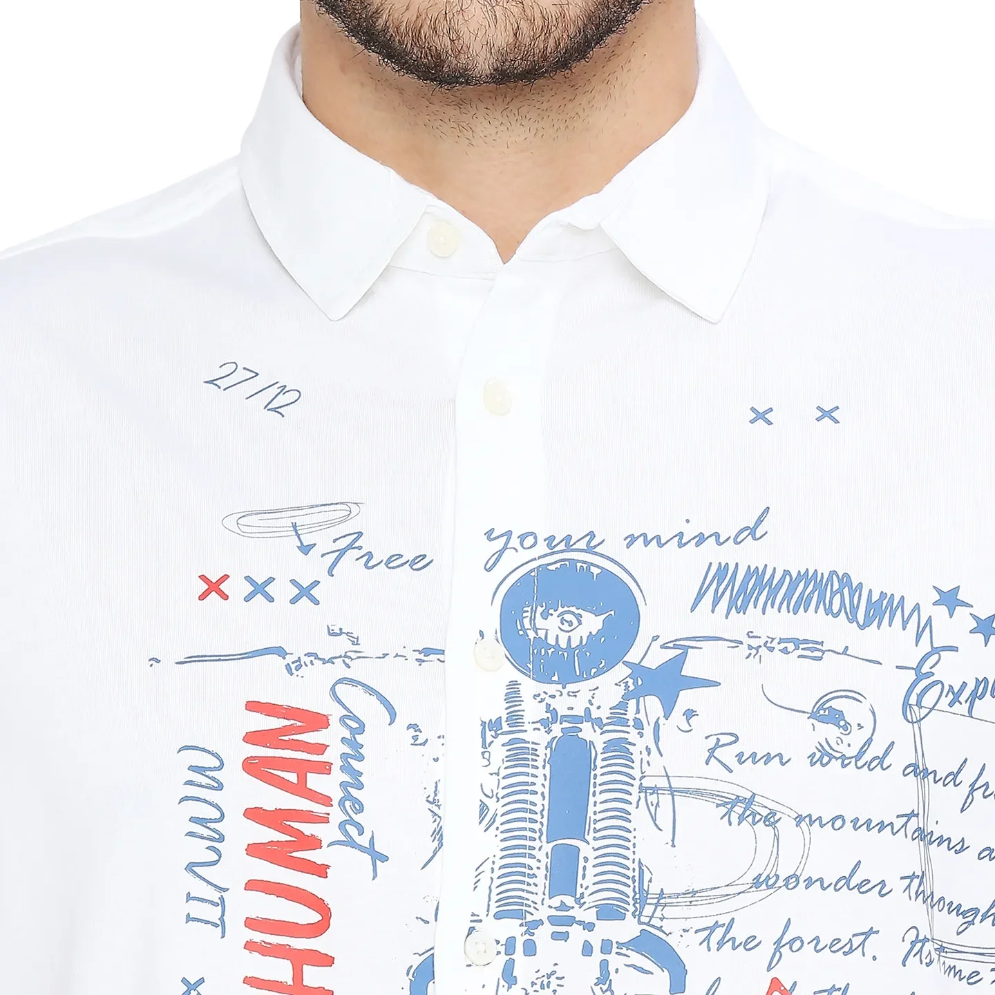 White Super Slim Fit Regular Collar Short Sleeves Men's Shirt by Being Human Clothing - Image 2