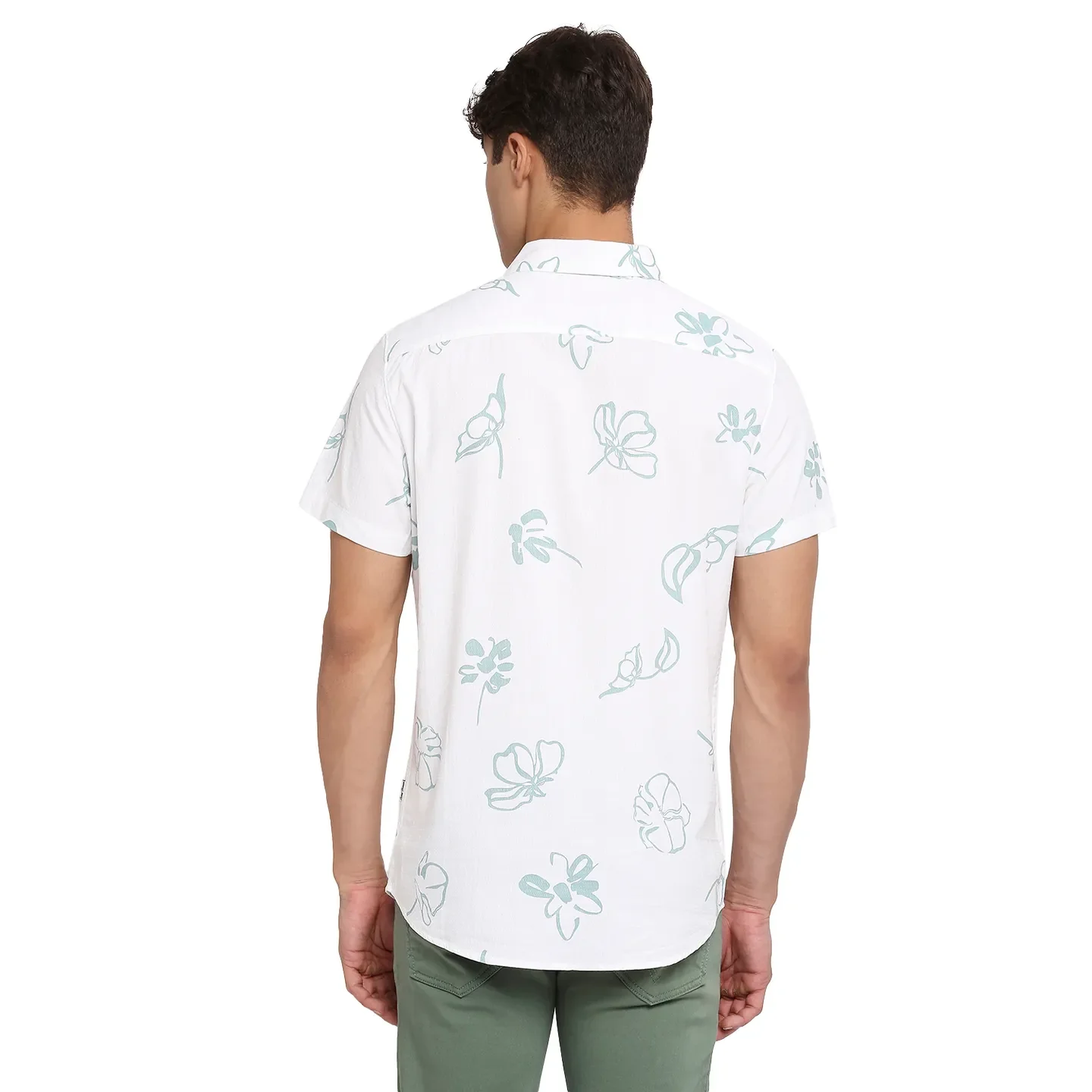 White Slim Straight Fit Polo Neck Short Sleeves Cotton Men's Shirt by Being Human Clothing - Image 4