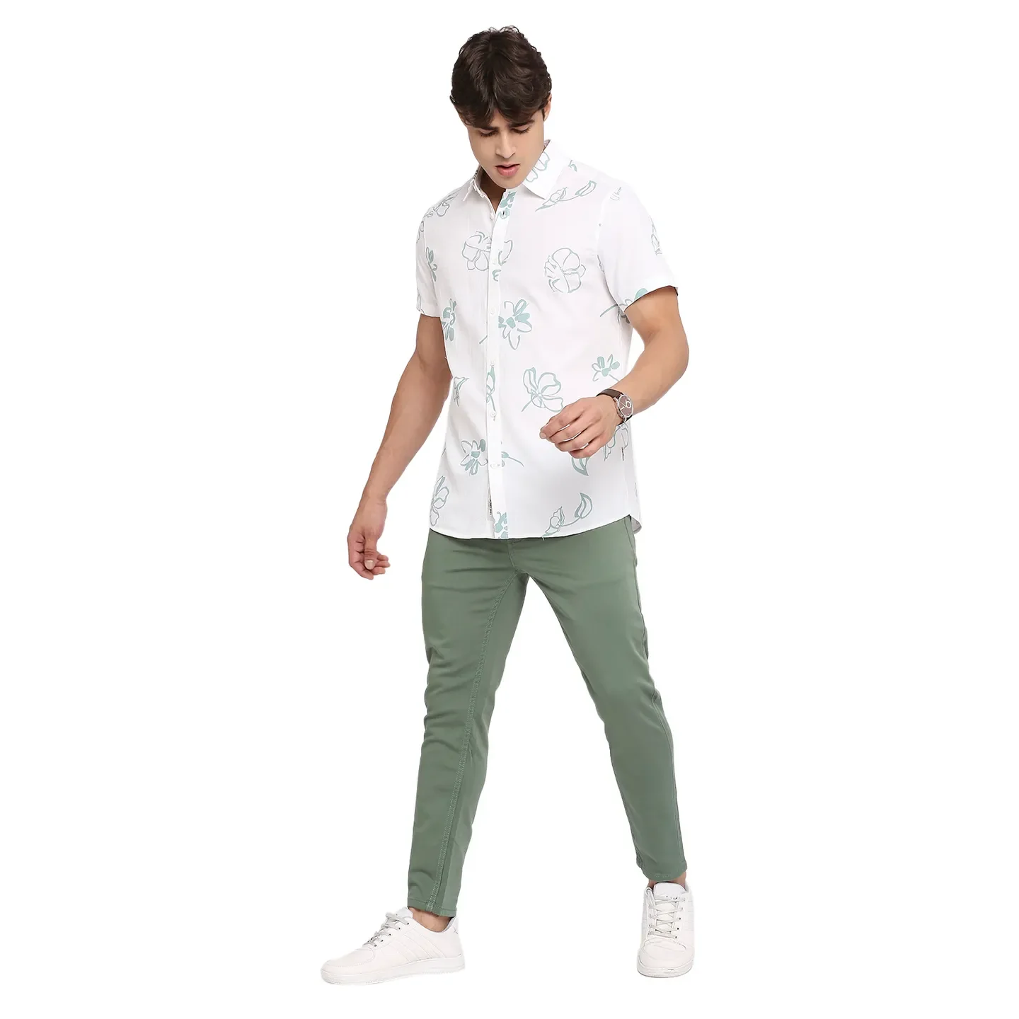 White Slim Straight Fit Polo Neck Short Sleeves Cotton Men's Shirt by Being Human Clothing - Image 6