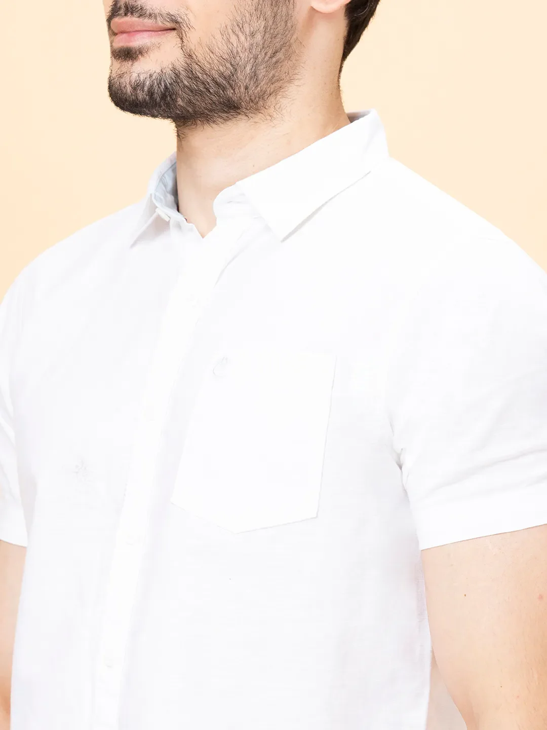 White Slim Fit Regular Collar Men's Shirt by Being Human Clothing - Image 5