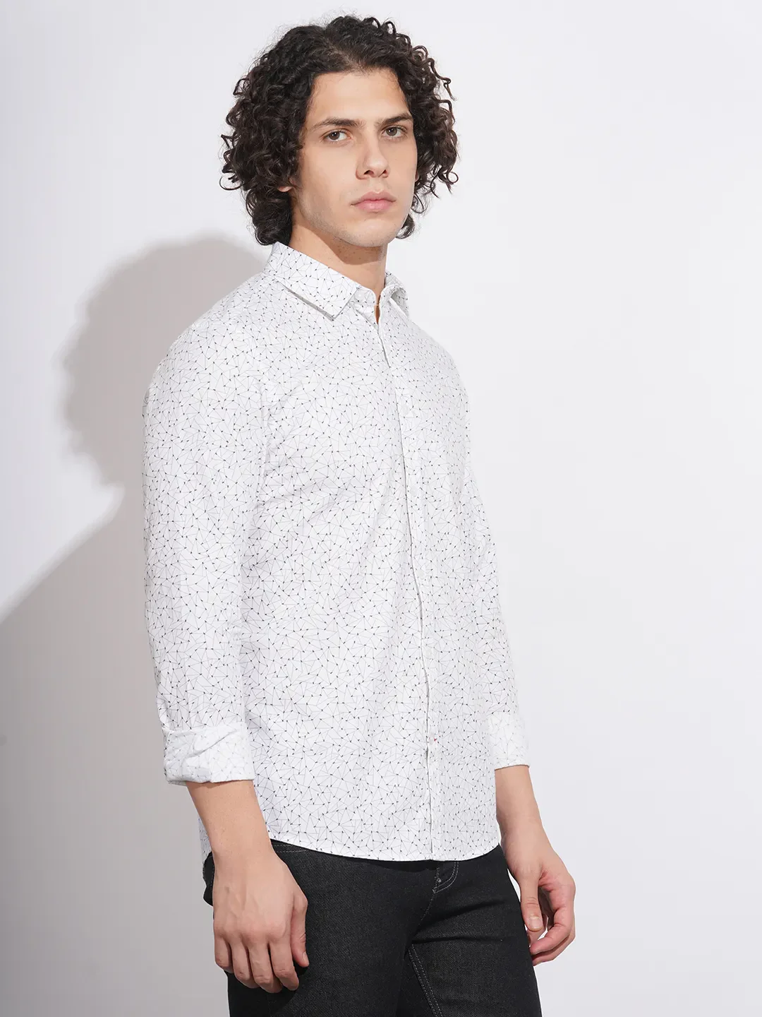 White Slim Straight Fit Regular Collar Long Sleeves Men's Shirt by Being Human Clothing - Image 2