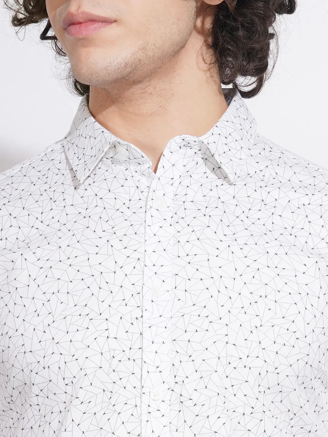 White Slim Straight Fit Regular Collar Long Sleeves Men's Shirt by Being Human Clothing - Image 5