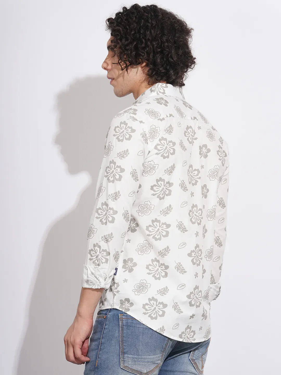 White Slim Straight Fit Regular Collar Long Sleeves Men's Shirt by Being Human Clothing - Image 3