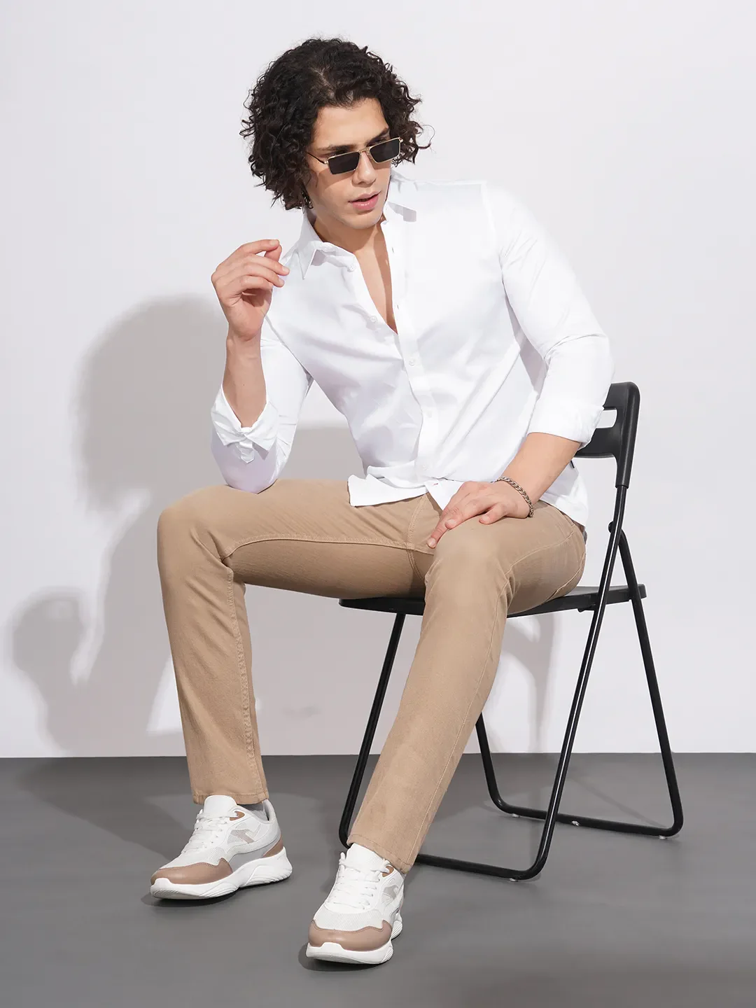 White Slim Fit Regular Collar Men's Shirt by Being Human Clothing - Image 4
