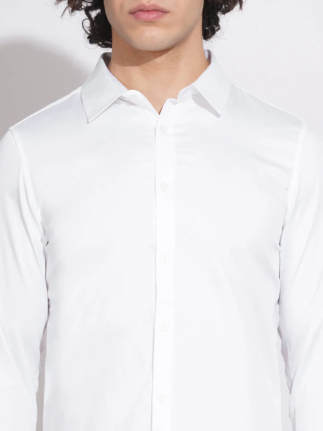 White Slim Fit Regular Collar Men's Shirt by Being Human Clothing - Image 5