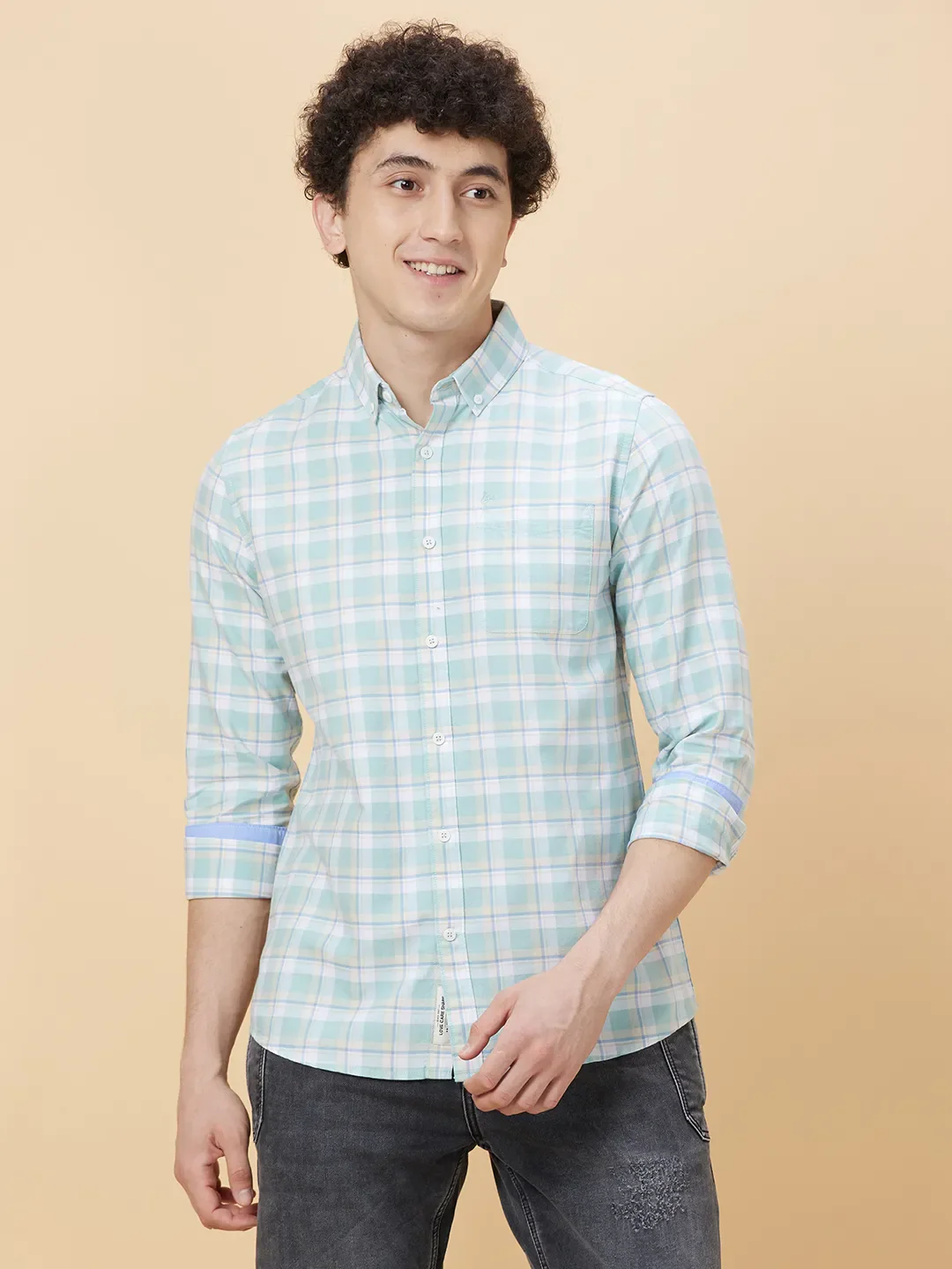 White Slim Straight Fit Regular Collar Long Sleeves Men's Shirt by Being Human Clothing