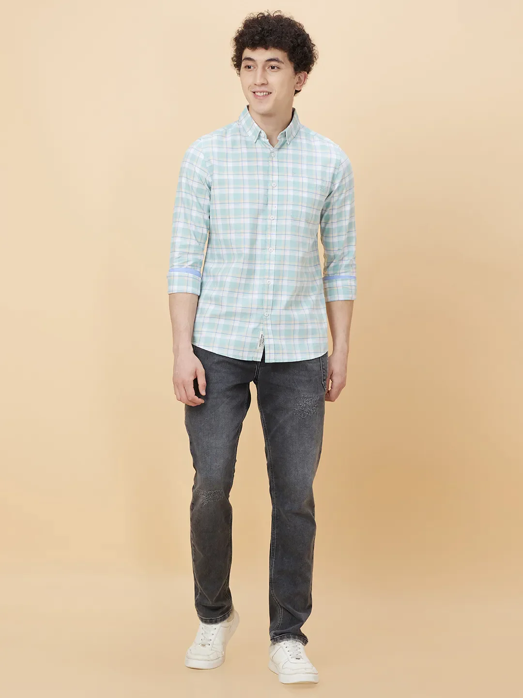 White Slim Straight Fit Regular Collar Long Sleeves Men's Shirt by Being Human Clothing - Image 2