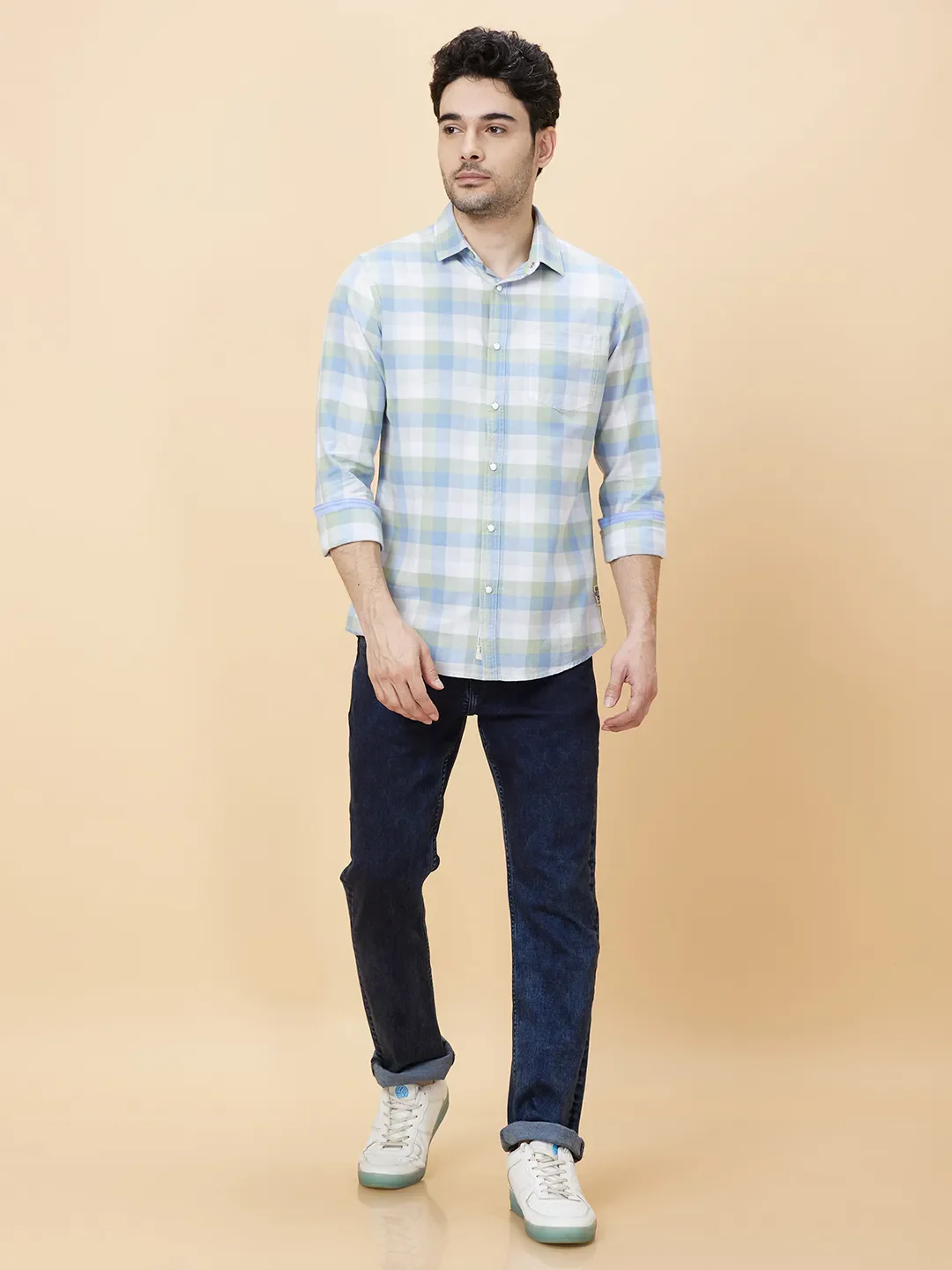 White Slim Fit Regular Collar Men's Shirt by Being Human Clothing - Image 2