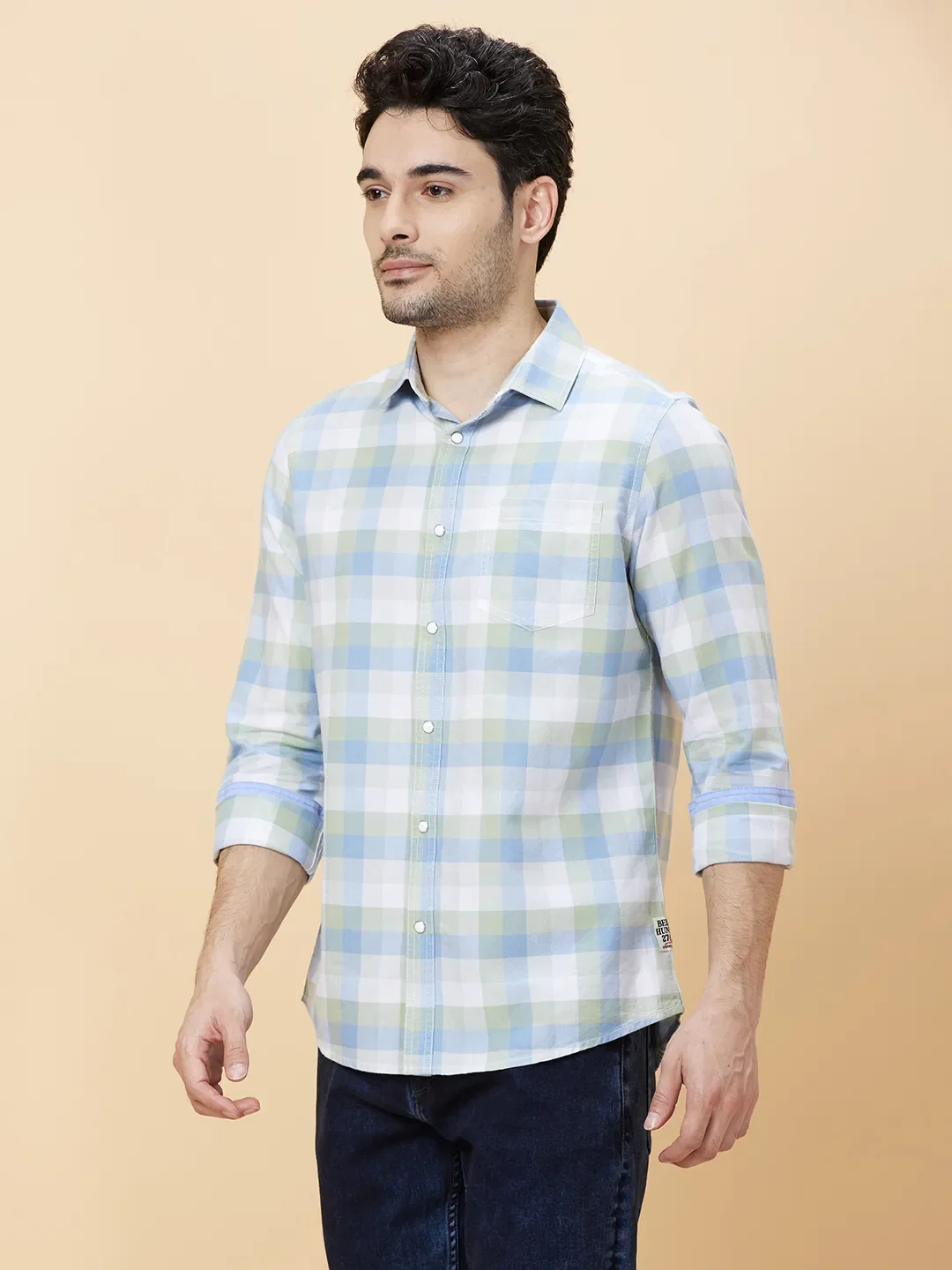 White Slim Fit Regular Collar Men's Shirt by Being Human Clothing - Image 3