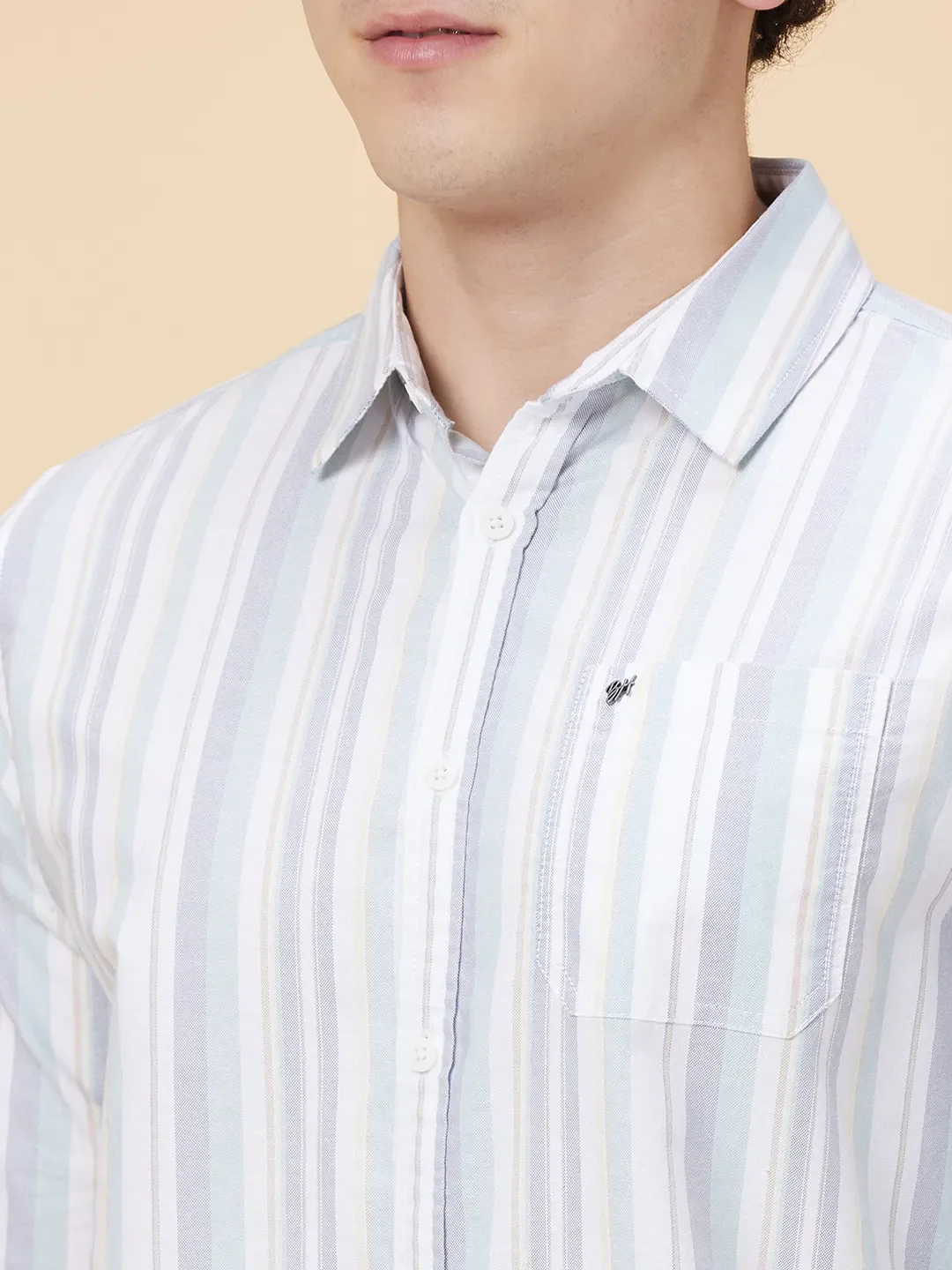 White Slim Straight Fit Regular Collar Long Sleeves Men's Shirt by Being Human Clothing - Image 5