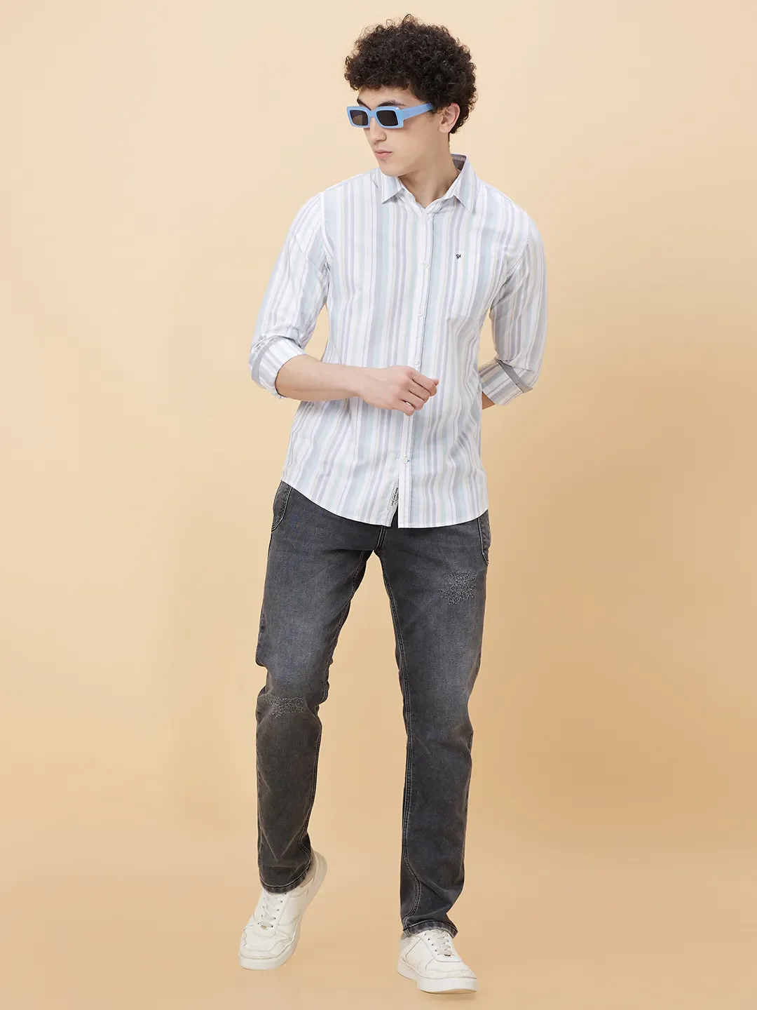 White Slim Straight Fit Regular Collar Long Sleeves Men's Shirt by Being Human Clothing - Image 6