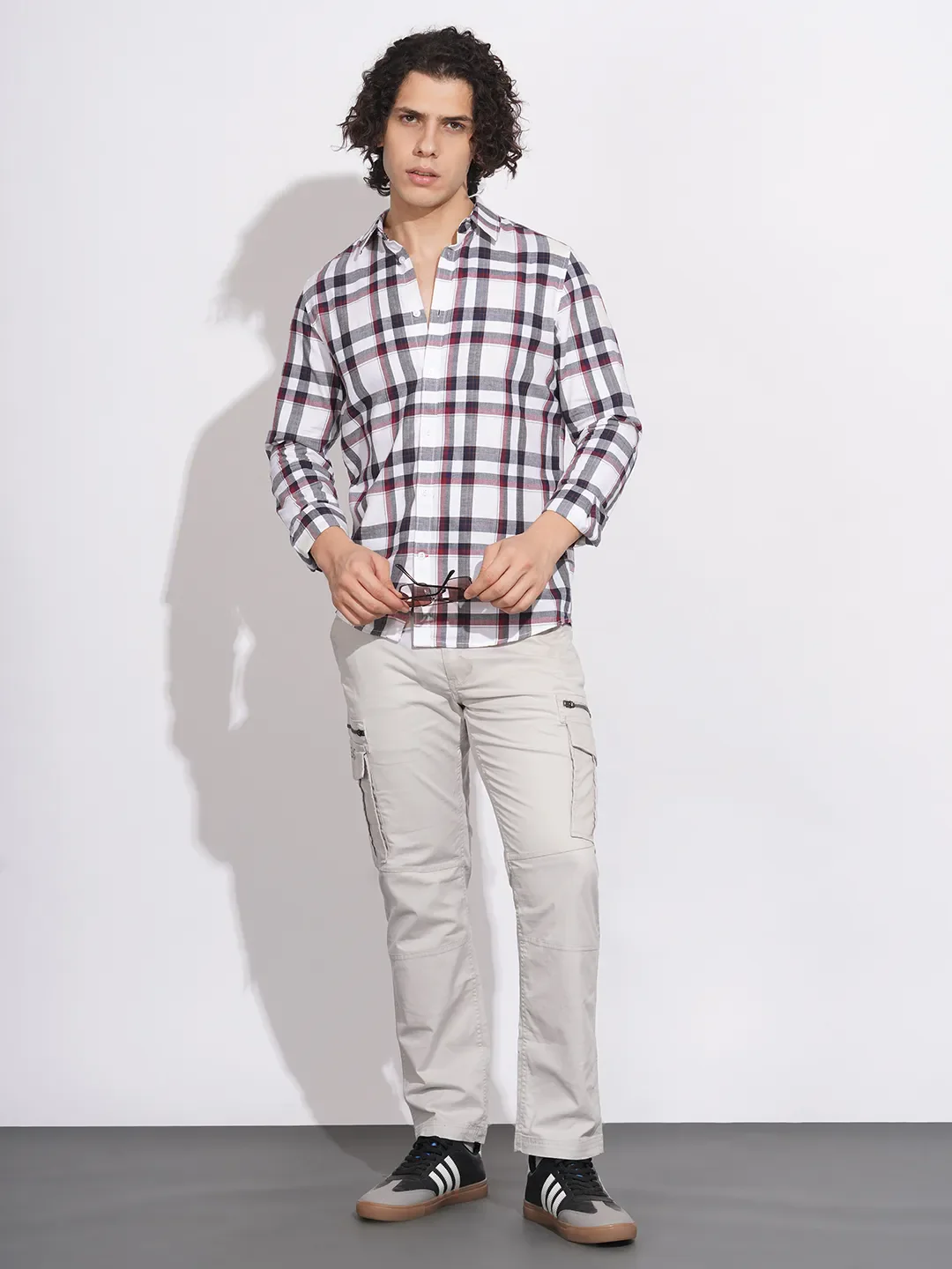 White Slim Straight Fit Regular Collar Long Sleeves Men's Shirt by Being Human Clothing - Image 4
